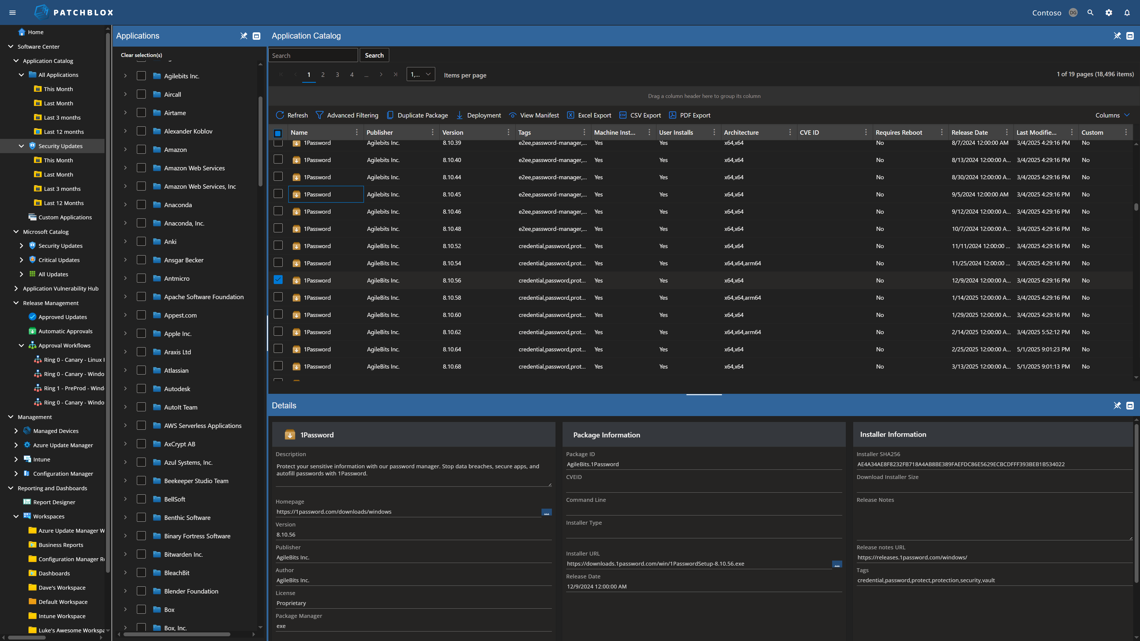 Patchblox Dashboard - Application Catalog