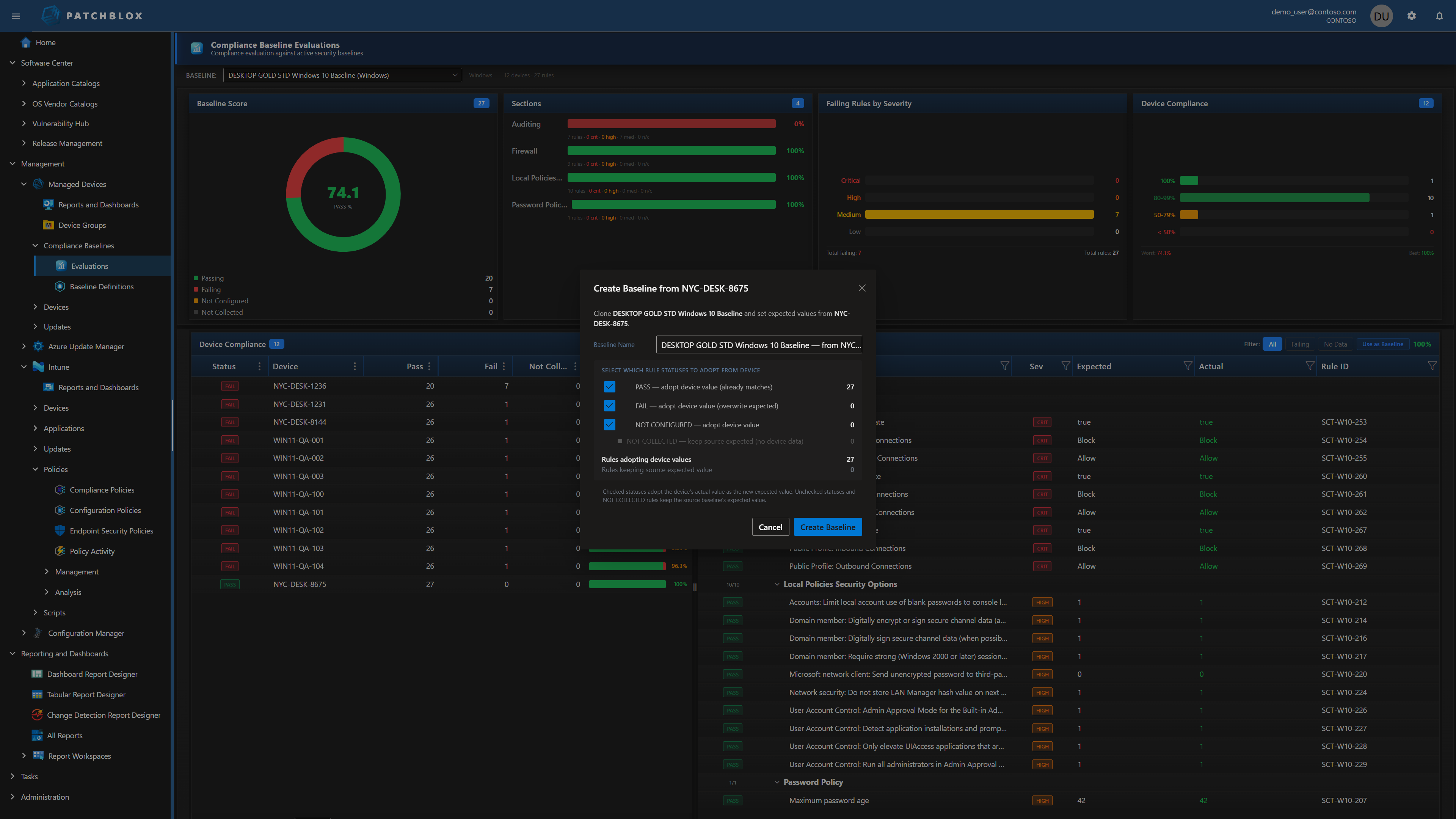 Create Baseline from Device Snapshot